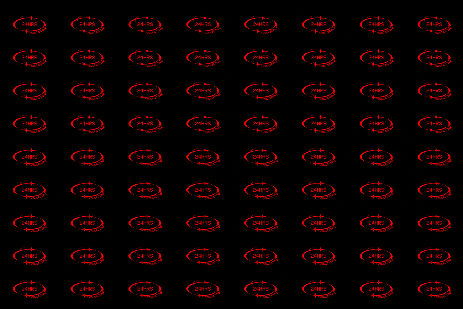 24HRS Collective logo pattern in red on black
