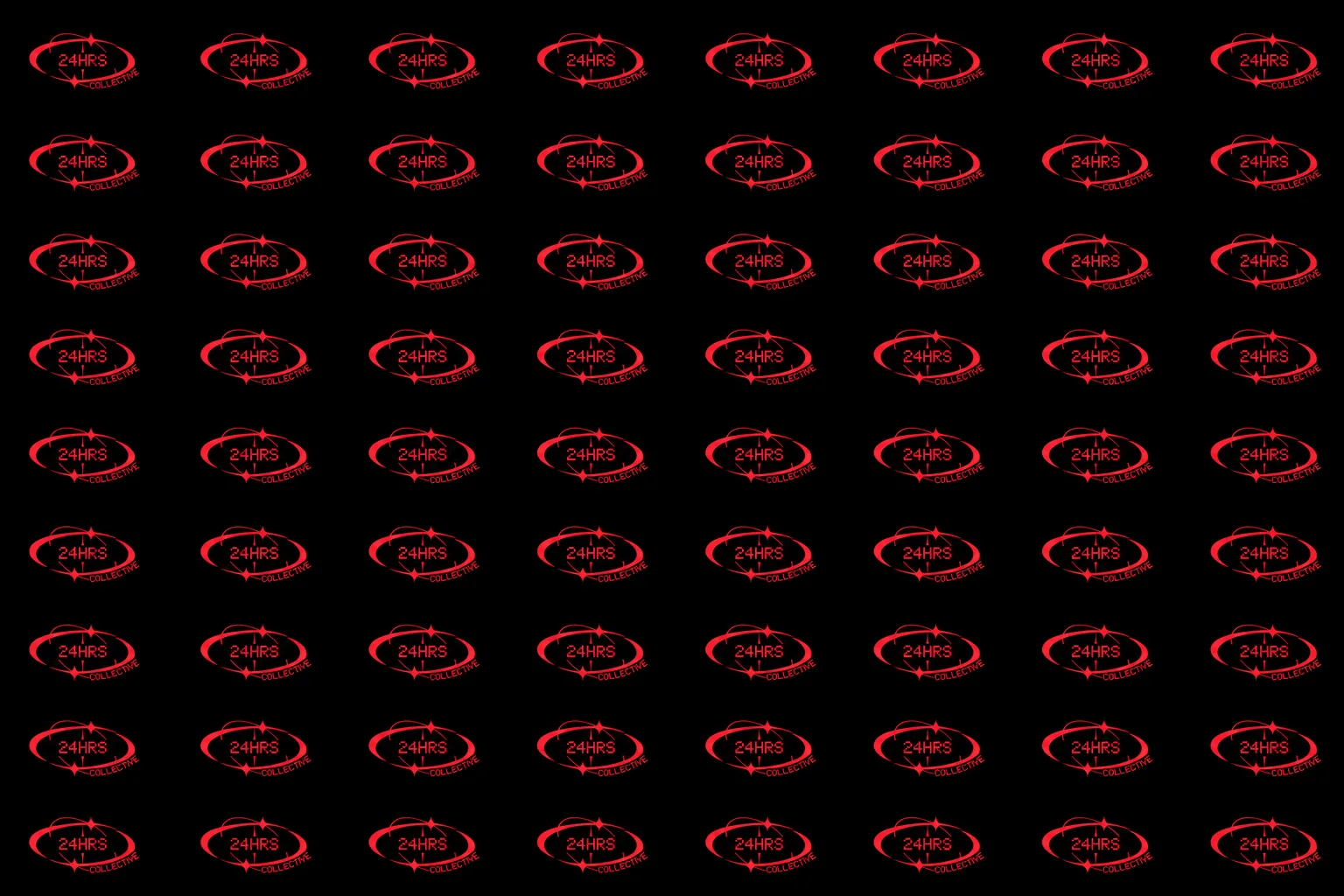 24HRS Collective logo pattern in red on black